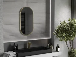 Miroir Grossissant|Silla Global SILLA Miroir mural ovale, 80 x 40 cm, cadre doré