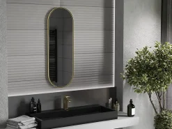 Miroir Grossissant|Silla Global SILLA Miroir mural ovale, 100 x 35 cm, cadre doré