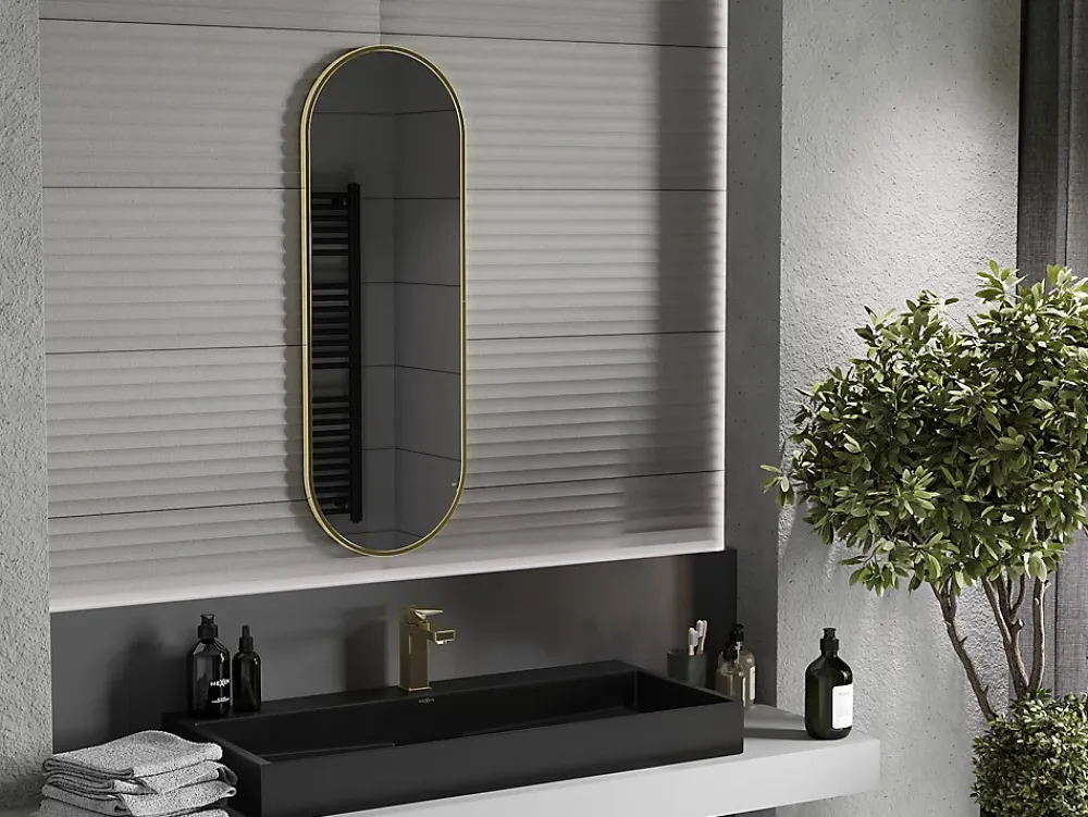 Miroir Grossissant|Silla Global SILLA Miroir mural ovale, 100 x 35 cm, cadre doré