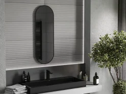 Miroir Grossissant|Silla Global SILLA Miroir mural ovale, 100 x 35 cm, cadre noir