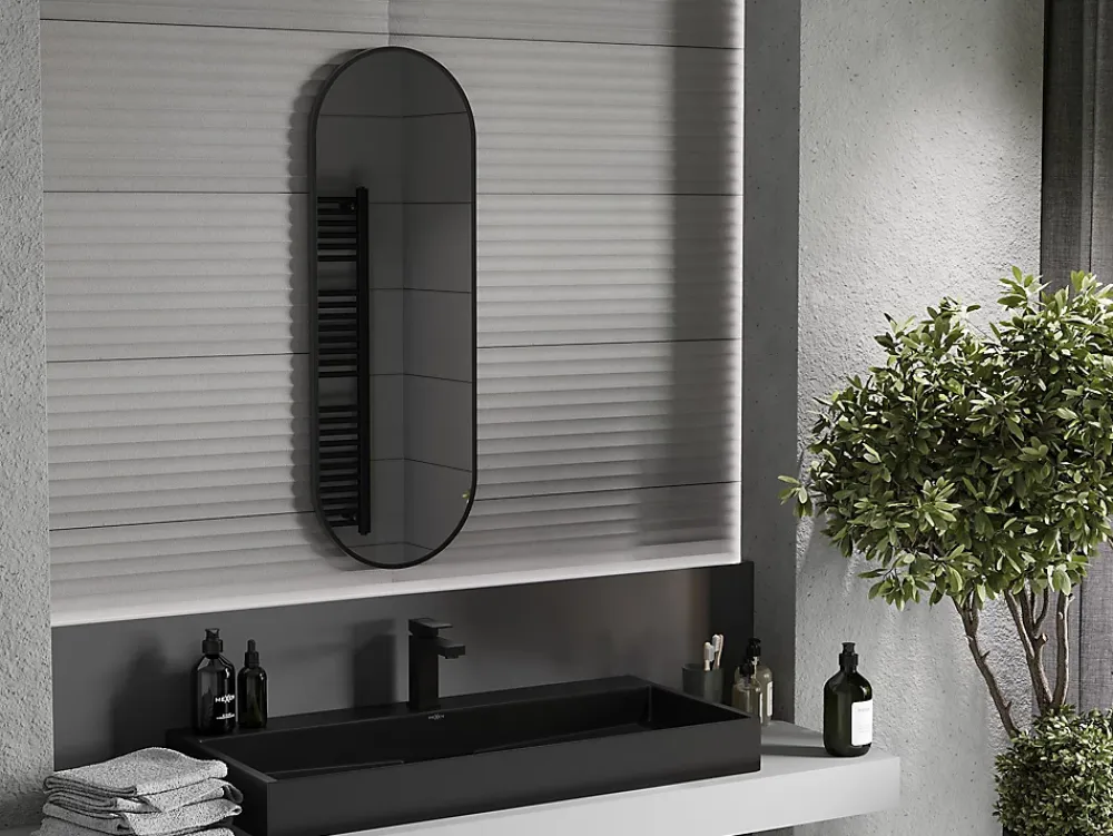 Miroir Grossissant|Silla Global SILLA Miroir mural ovale, 100 x 35 cm, cadre noir