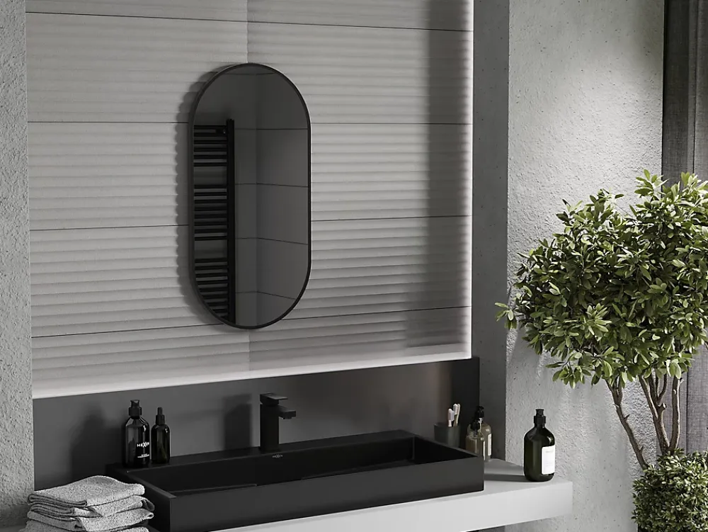 Silla Global SILLA Miroir mural ovale, 80 x 40 cm, cadre noir