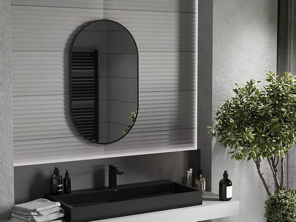 Miroir Grossissant|Silla Global SILLA Miroir mural ovale, 90 x 55 cm, cadre noir