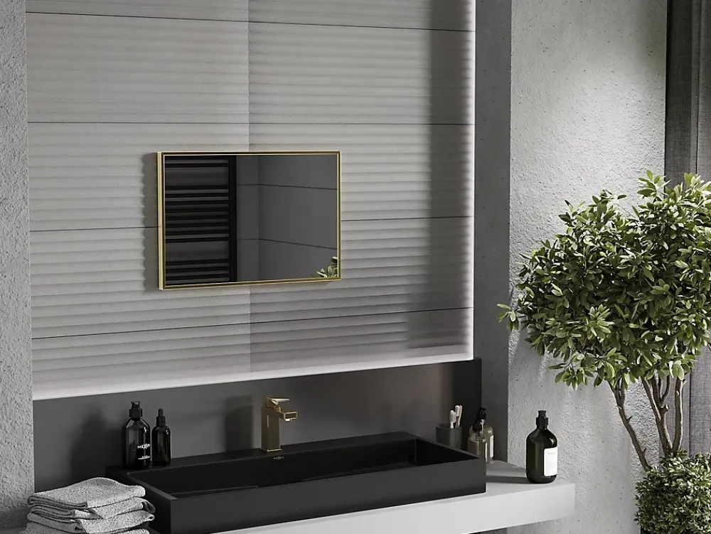 Miroir Grossissant|Silla Global SILLA Miroir mural rectangulaire, 60 x 40 cm, cadre doré