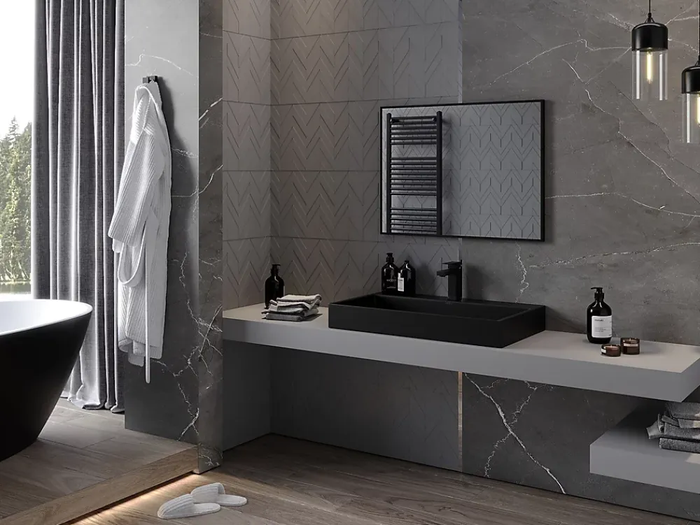 Silla Global SILLA Miroir mural rectangulaire, 80 x 60 cm, cadre noir