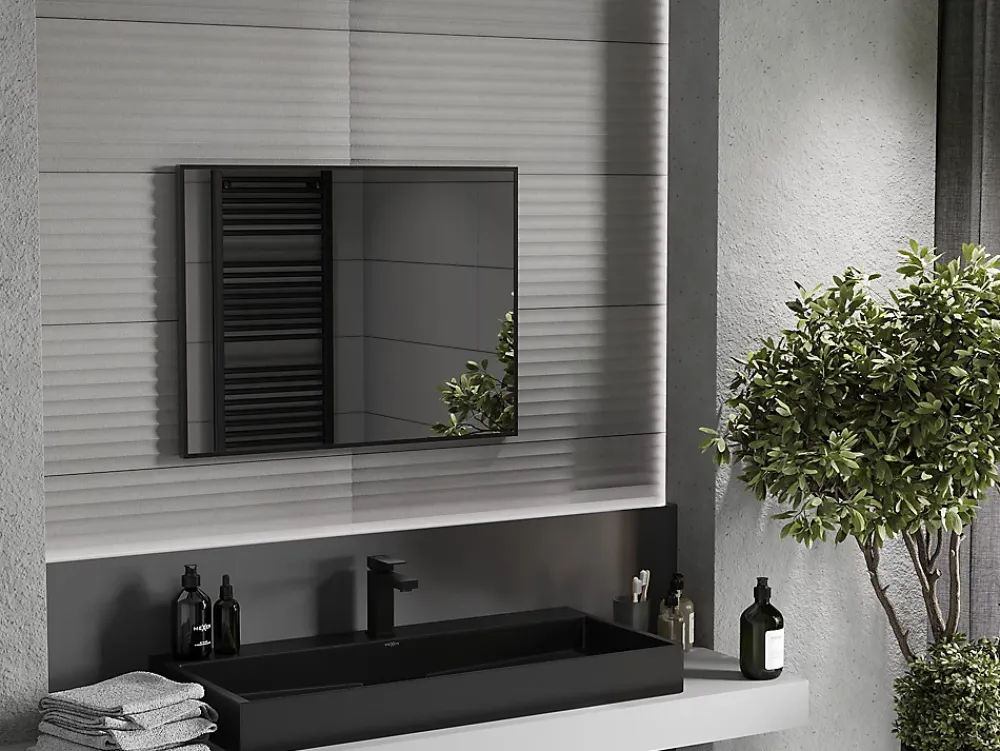 Silla Global SILLA Miroir mural rectangulaire, 80 x 60 cm, cadre noir