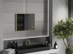 Miroir Grossissant|Silla Global SILLA Miroir mural rectangulaire, 60 x 50 cm, cadre doré