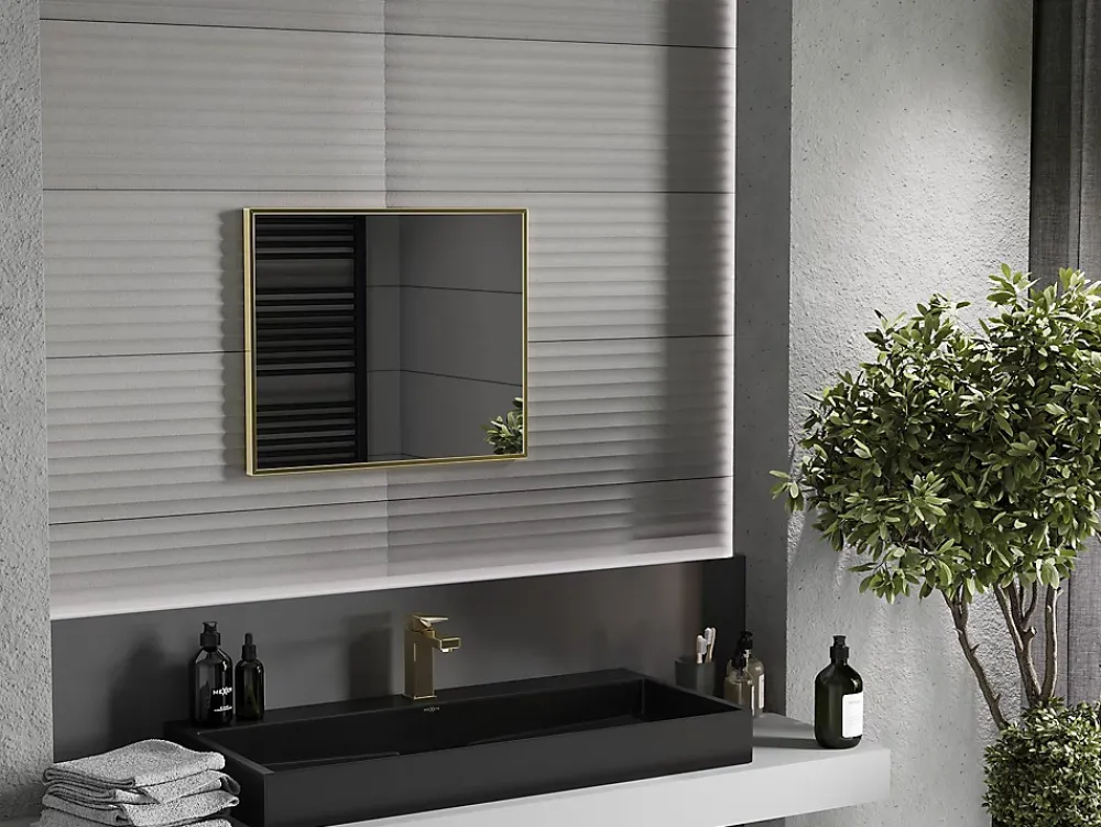 Miroir Grossissant|Silla Global SILLA Miroir mural rectangulaire, 60 x 50 cm, cadre doré