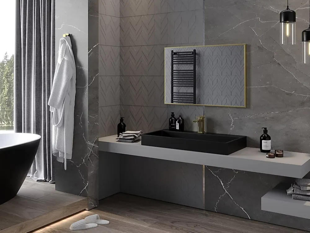 Silla Global SILLA Miroir mural rectangulaire, 90 x 60 cm, cadre doré