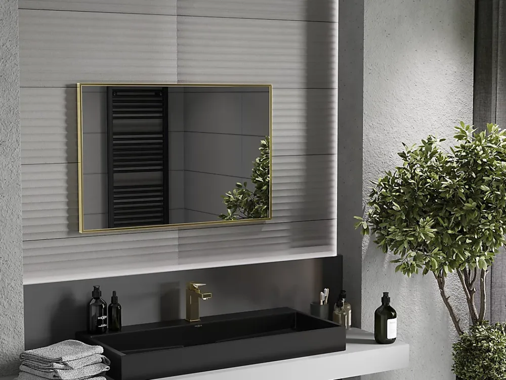 Silla Global SILLA Miroir mural rectangulaire, 90 x 60 cm, cadre doré