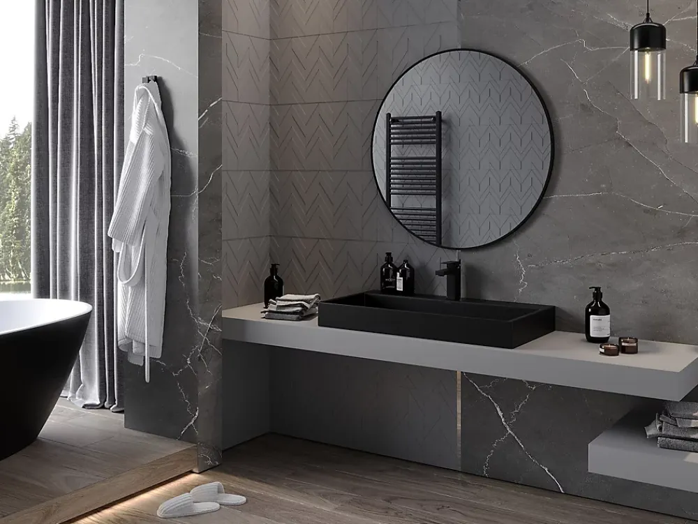 Silla Global SILLA Miroir mural rond, 90 cm, cadre noir