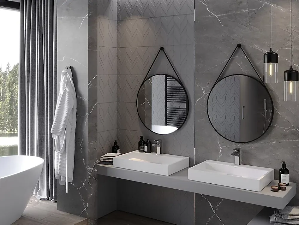 Silla Global SILLA Miroir mural rond, 70 cm, cadre noir