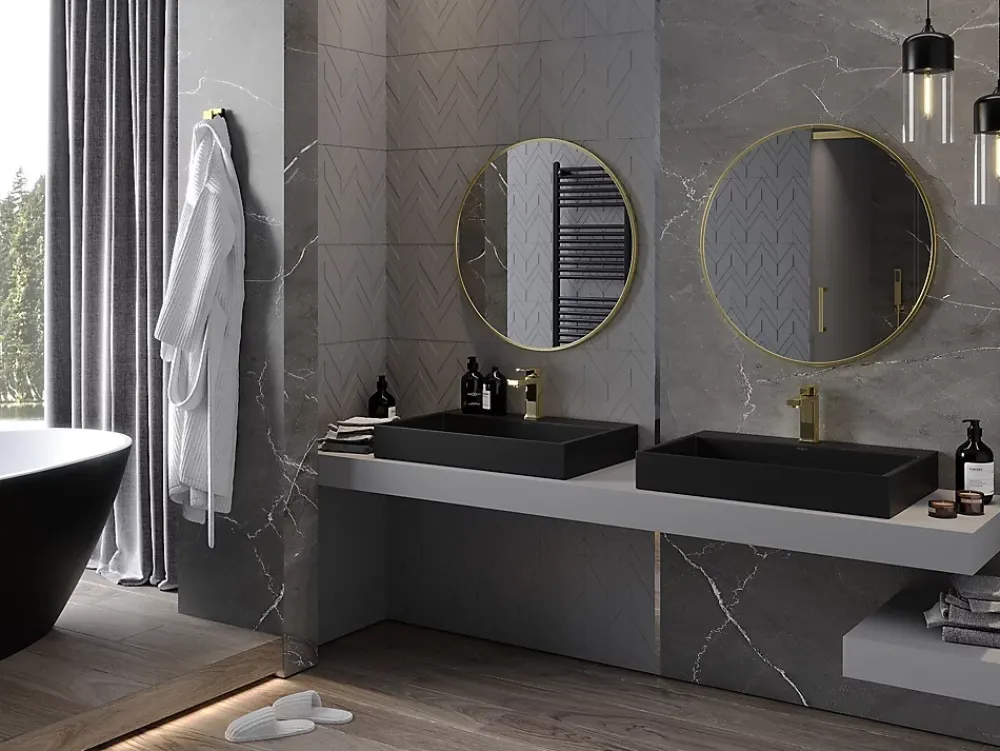 Silla Global SILLA Miroir mural rond, 75 cm, cadre doré