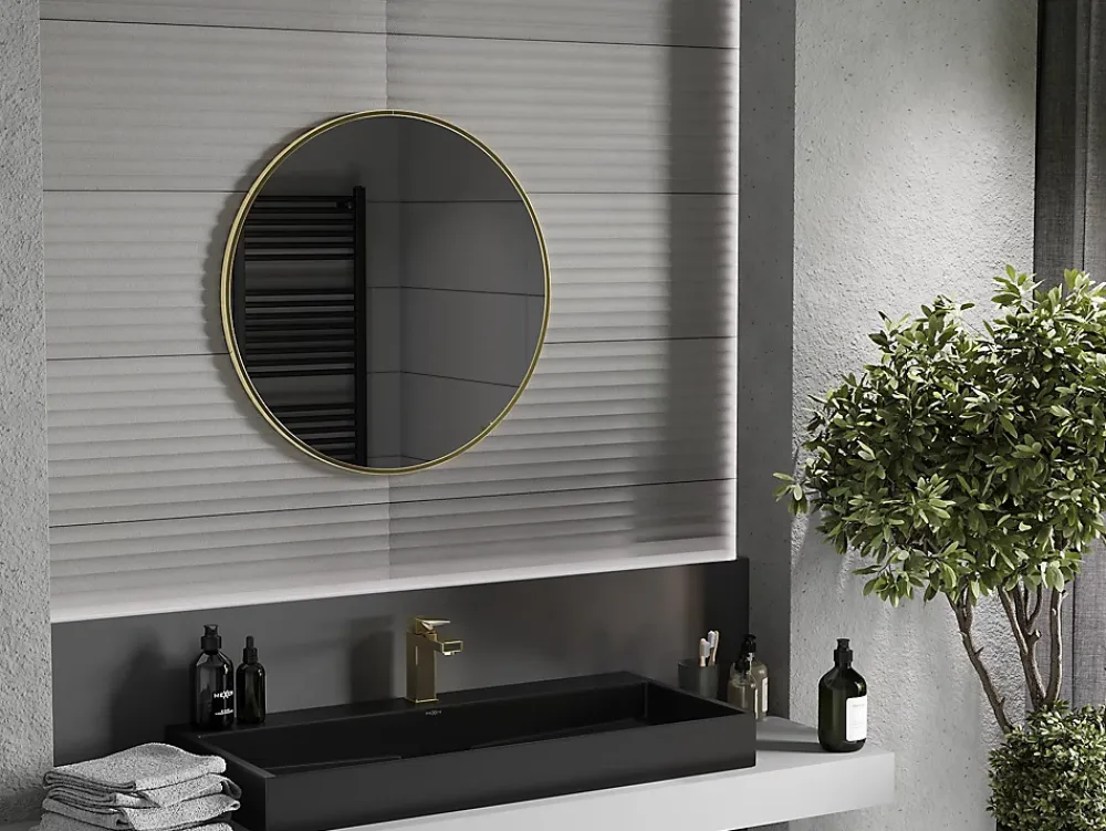 Silla Global SILLA Miroir mural rond, 75 cm, cadre doré
