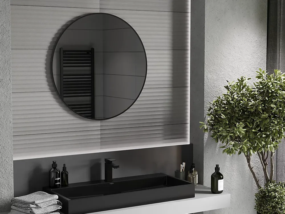 Silla Global SILLA Miroir mural rond, 80 cm, cadre noir