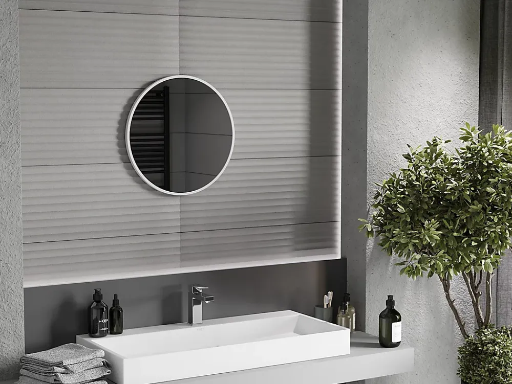 Miroir Grossissant|Silla Global SILLA Miroir mural rond, 50 cm, cadre blanc