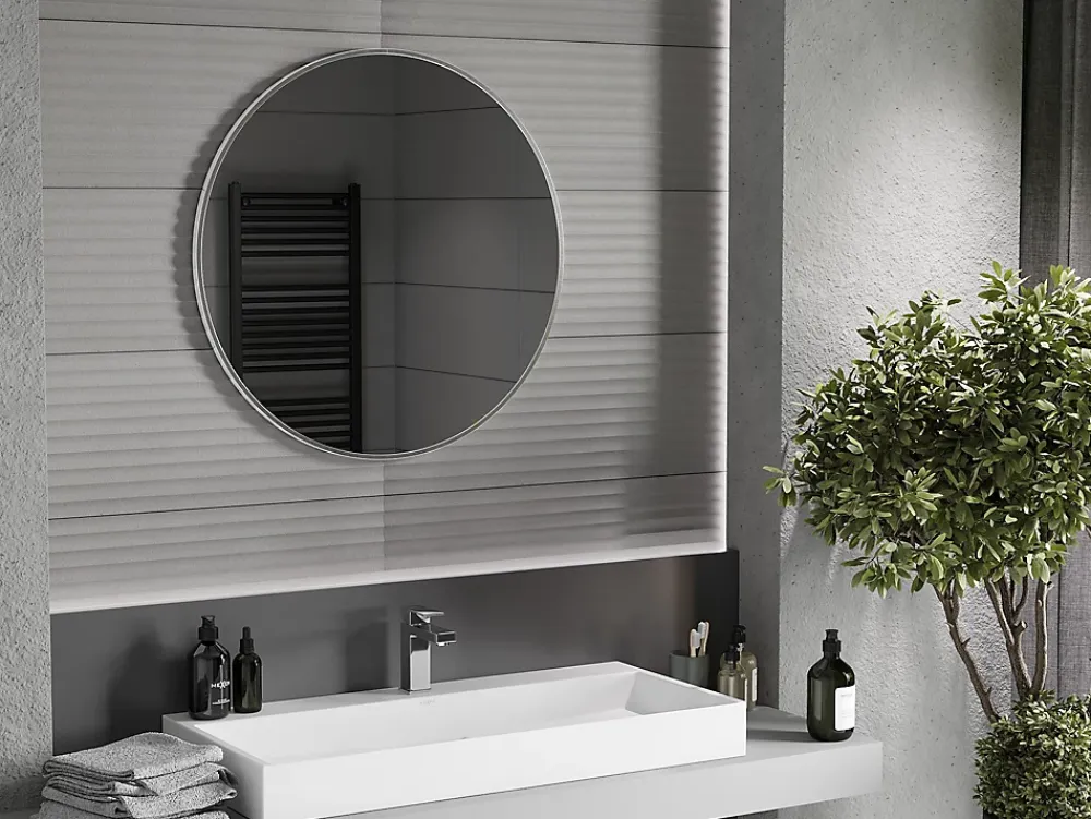 Silla Global SILLA Miroir mural rond, 80 cm, cadre chromé