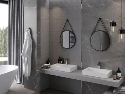 Silla Global SILLA Miroir mural rond, 50 cm, cadre noir