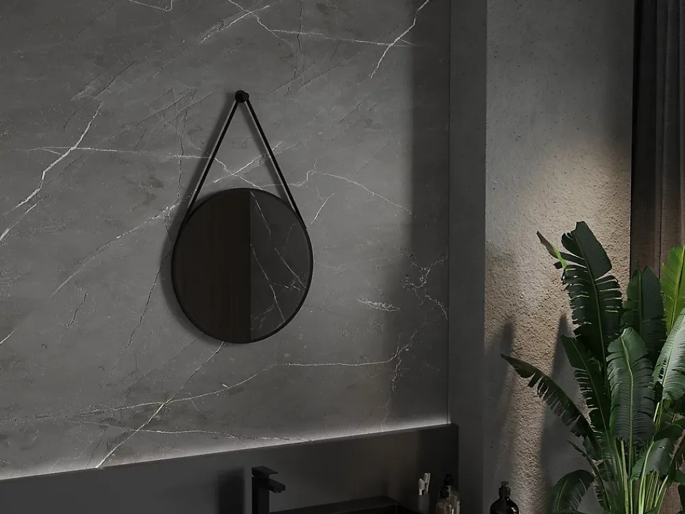 Silla Global SILLA Miroir mural rond, 50 cm, cadre noir