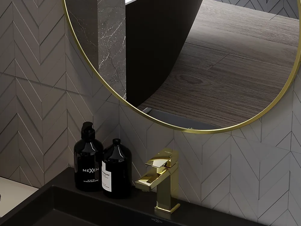 Silla Global SILLA Miroir mural rond, 85 cm, cadre doré