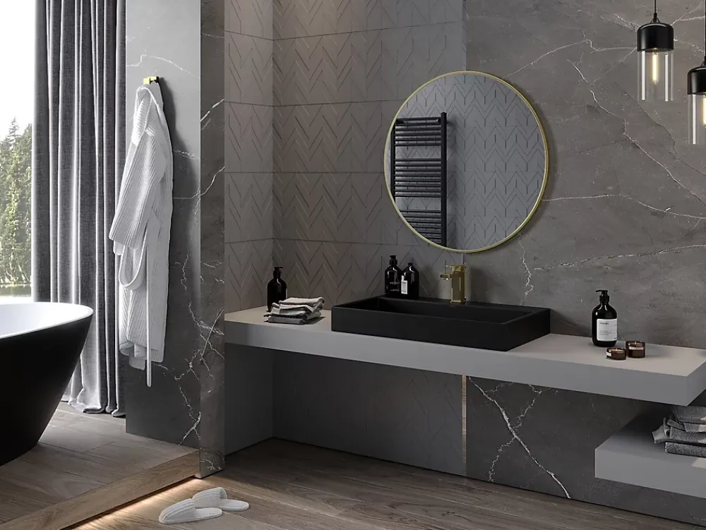 Silla Global SILLA Miroir mural rond, 85 cm, cadre doré