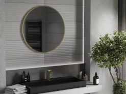 Silla Global SILLA Miroir mural rond, 85 cm, cadre doré