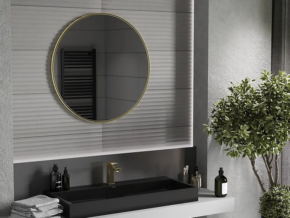 Silla Global SILLA Miroir mural rond, 85 cm, cadre doré