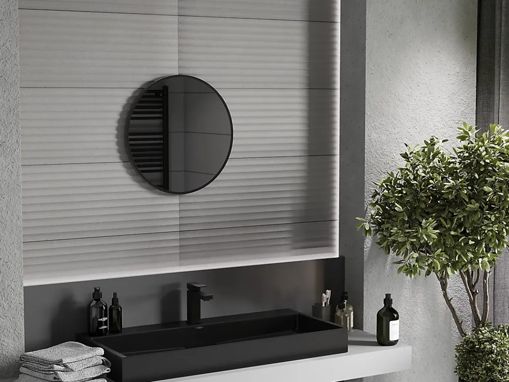 Silla Global SILLA Miroir mural rond, 30 cm, cadre noir