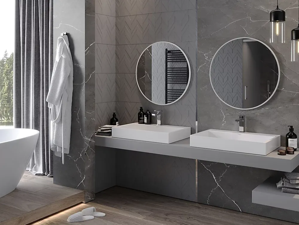 Silla Global SILLA Miroir mural rond, 70 cm, cadre blanc