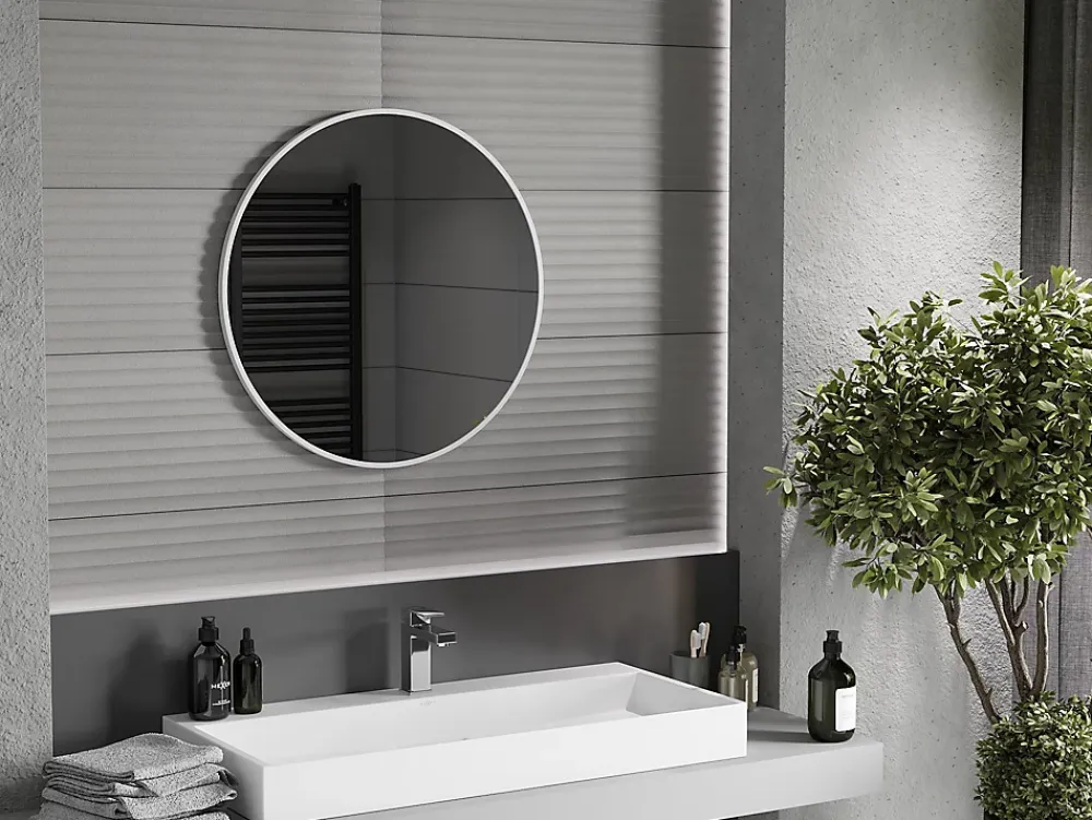 Silla Global SILLA Miroir mural rond, 70 cm, cadre blanc