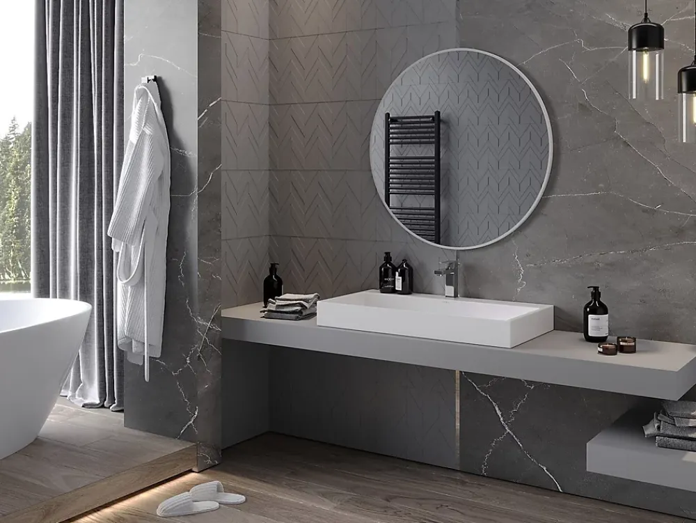 Miroir Grossissant|Silla Global SILLA Miroir mural rond, 90 cm, cadre noir blanc