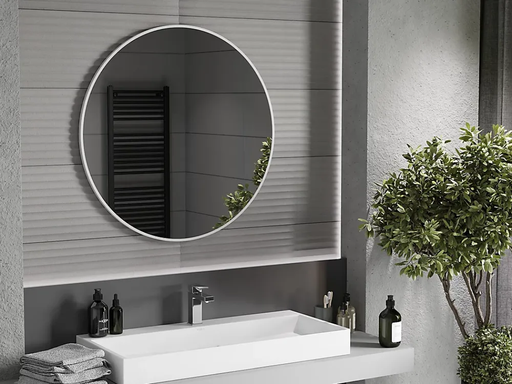 Miroir Grossissant|Silla Global SILLA Miroir mural rond, 90 cm, cadre noir blanc