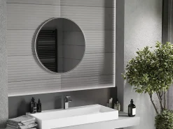 Silla Global SILLA Miroir mural rond, 70 cm, cadre chromé