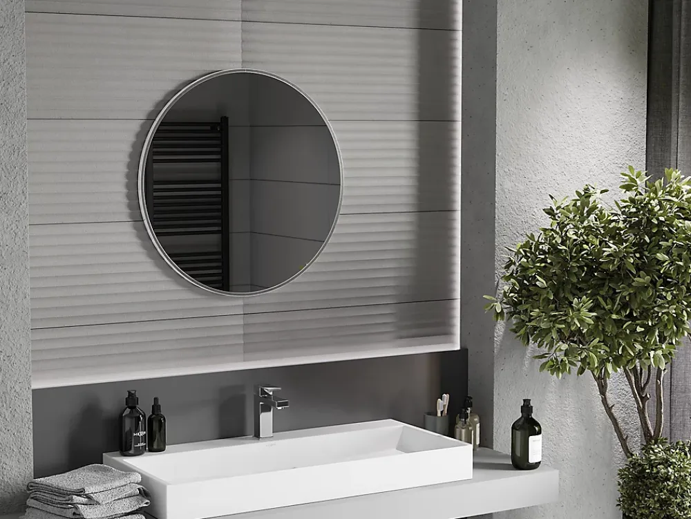 Silla Global SILLA Miroir mural rond, 70 cm, cadre chromé