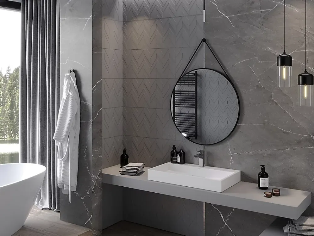 Miroir Grossissant|Silla Global SILLA Miroir mural rond, 80 cm, cadre noir