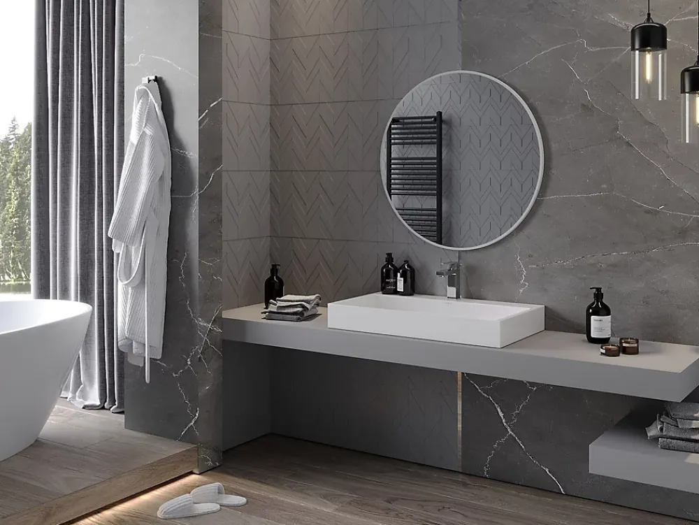 Silla Global SILLA Miroir mural rond, 80 cm, cadre blanc