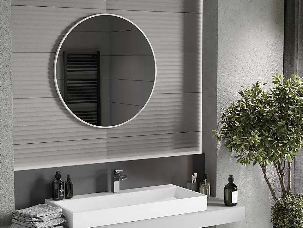 Silla Global SILLA Miroir mural rond, 80 cm, cadre blanc