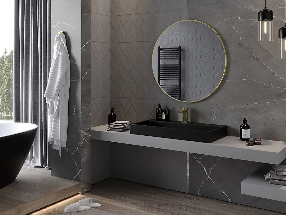 Silla Global SILLA Miroir mural rond, 90 cm, cadre doré