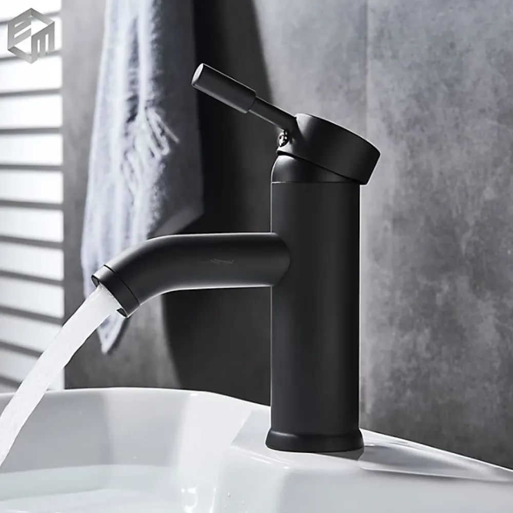 Silla Global SILLA Mitigeur lavabo moderne en Laiton, économie d'eau, Noir