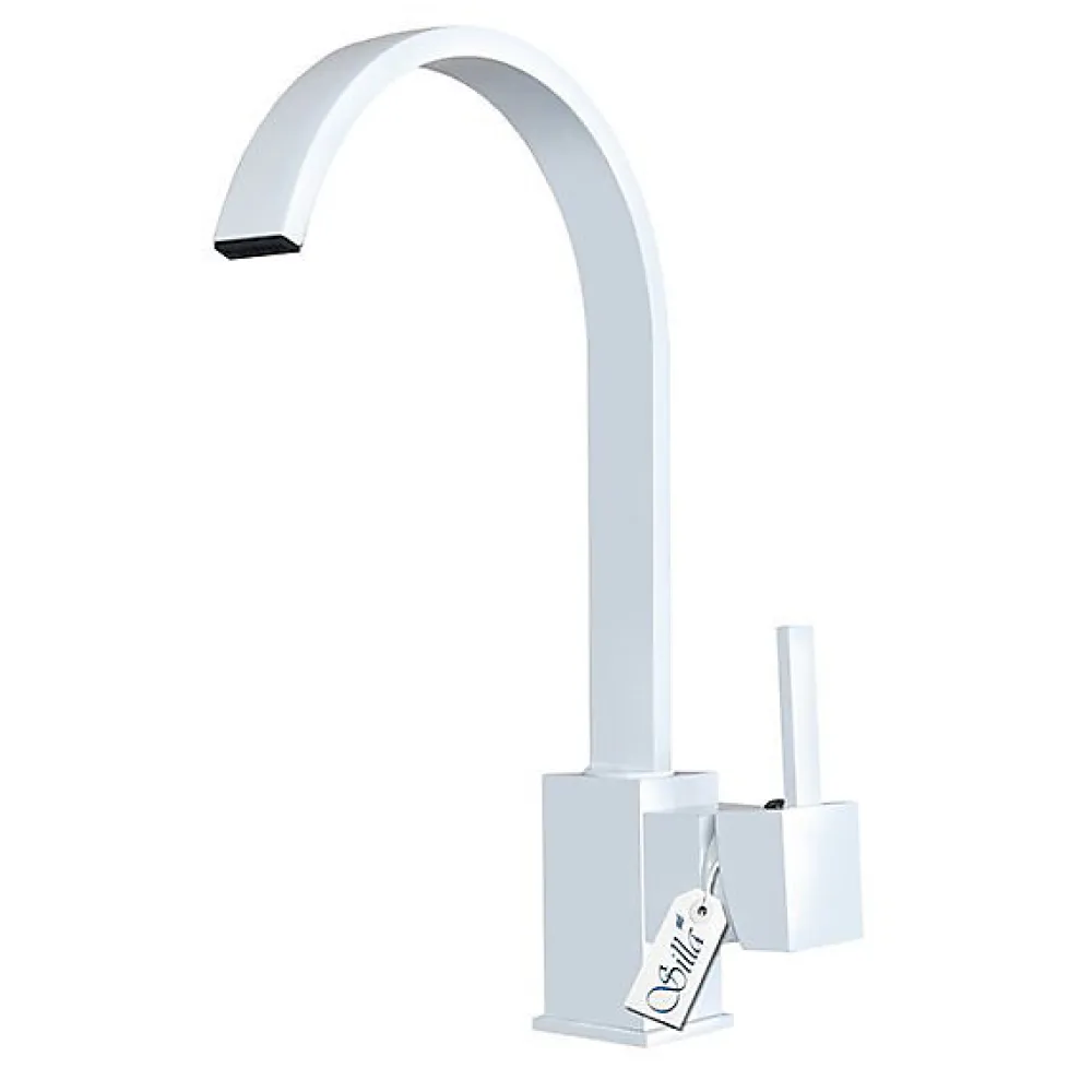 Robinet Lavabo Et Vasque|Silla Global SILLA Mitigeur lavabo moderne en Laiton, économie d'eau, Blanc