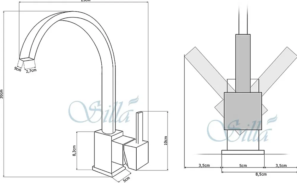 Robinet Lavabo Et Vasque|Silla Global SILLA Mitigeur lavabo moderne en Laiton, économie d'eau, Blanc