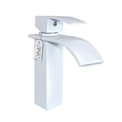 Silla Global SILLA Mitigeur lavabo moderne en Laiton, cascade, Blanc