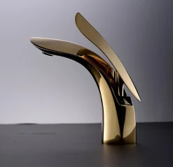 Silla Global SILLA Mitigeur lavabo moderne en Laiton, économie d'eau, Doré