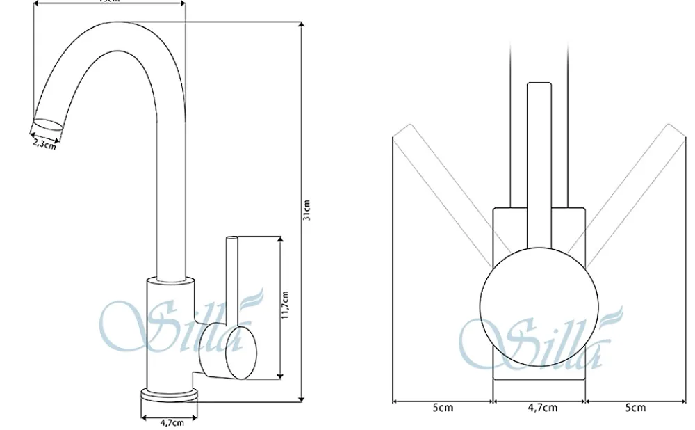 Silla Global SILLA Mitigeur lavabo moderne en Laiton, économie d'eau, Chromé