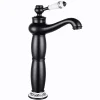 Robinet Lavabo Et Vasque|Silla Global SILLA Mitigeur lavabo retro bec haut en Laiton, économie d'eau, Noir