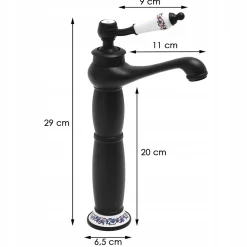 Robinet Lavabo Et Vasque|Silla Global SILLA Mitigeur lavabo retro bec haut en Laiton, économie d'eau, Noir