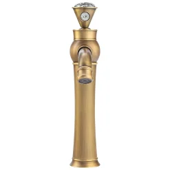 Robinet Lavabo Et Vasque|Silla Global SILLA Mitigeur lavabo retro bec haut en Laiton, économie d'eau, Vintage doré