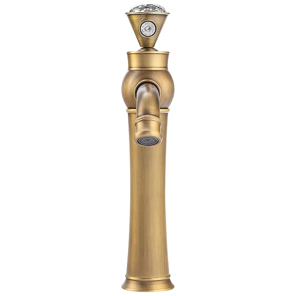 Robinet Lavabo Et Vasque|Silla Global SILLA Mitigeur lavabo retro bec haut en Laiton, économie d'eau, Vintage doré