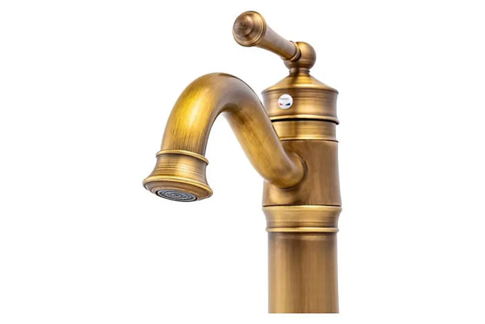 Silla Global SILLA Mitigeur lavabo retro bec haut en Laiton, économie d'eau, Vintage doré