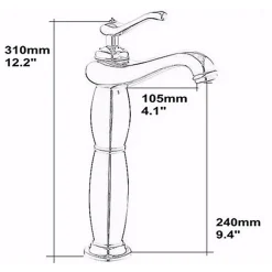 Silla Global SILLA Mitigeur lavabo retro bec haut en Laiton, économie d'eau, Doré